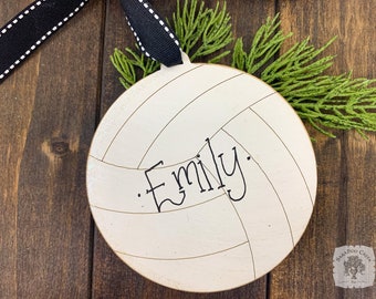 Volleyball Ornament - Personalized Volleyball Christmas Ornament; Handmade Wood Sport Gift for Girl's, Men's or Women's Volleyball Player