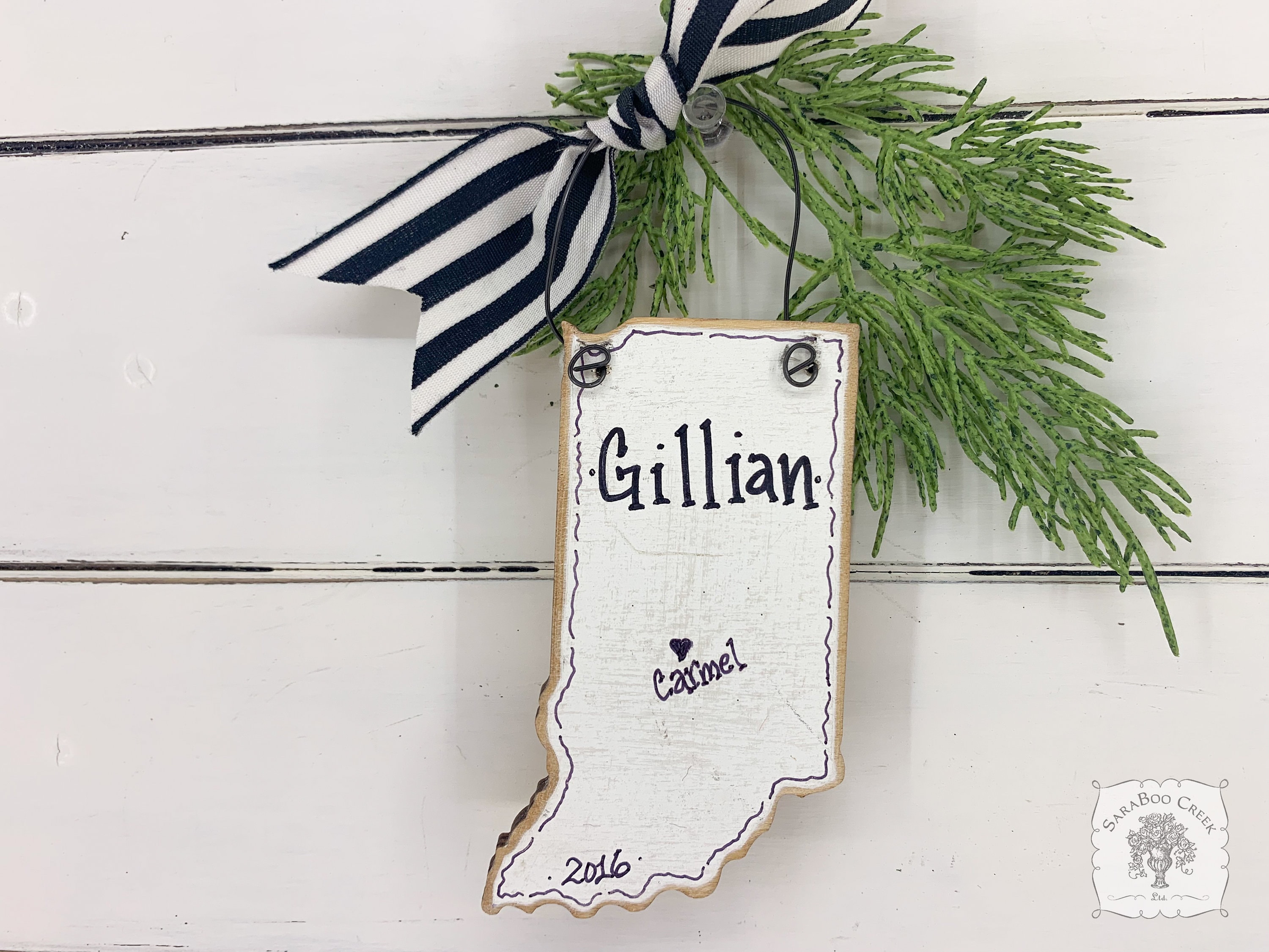 Indiana Ornament State Gift Wood Personalized Christmas Etsy
