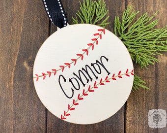 Baseball Ornament Personalized Handmade Wood - Christmas Ornament Gift for Baseball Player, Sports Fan, Boy or Girl