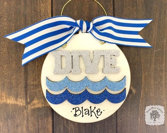 Diving Ornament, Scuba Diving or High Dive Gifts, Personalized Ornament for Diver or Diving Coach