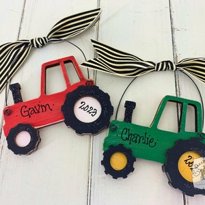 Tractor Ornament - Personalized, Handmade Wood Farm Vehicle Christmas Ornament