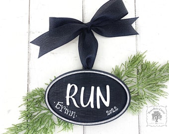 Running Ornament, Personalized Ornaments for 5K, Marathon Gift, Full Marathon and Half Marathon, Love to Run