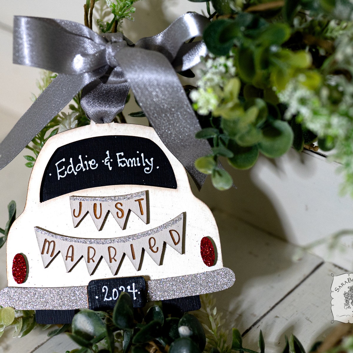 Just Married Car Wedding Ornament Personalized; Our First Christmas Married Ornament 2025; Custom Handmade Wood Couples Gift for Newlyweds - Etsy