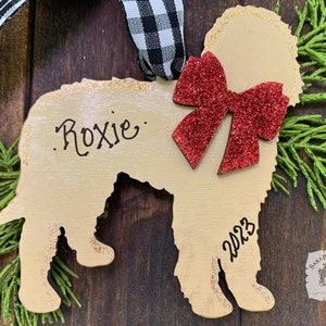 Goldendoodle Ornament, Golden Doodle Dog Personalized Gift, Doodle Mom, Handmade Wood Doodle Silhouette Christmas Ornament
