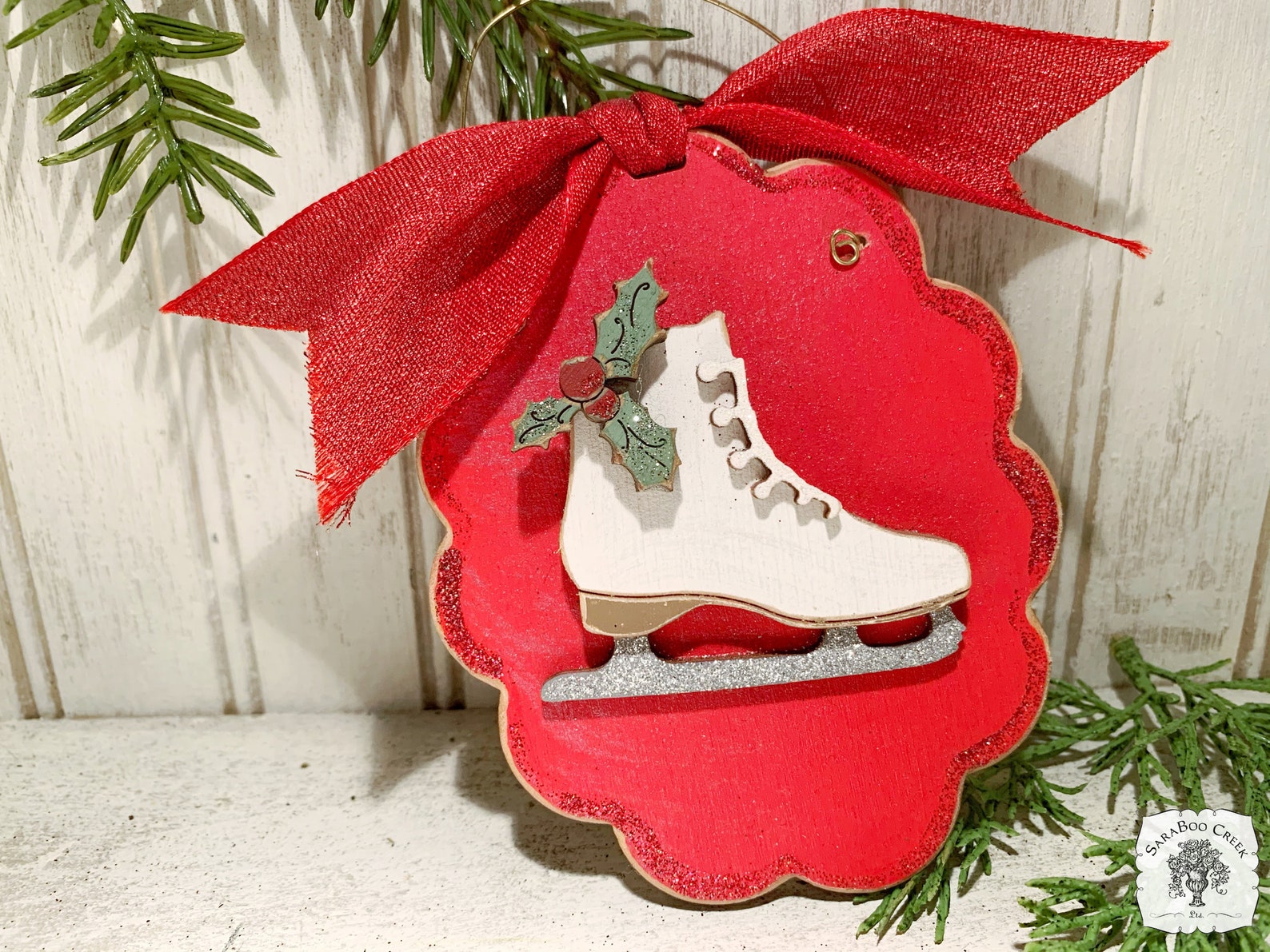 Personalized Sports Ice Skate Wood Ornament Ice Skate Etsy
