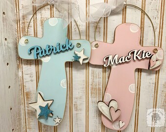 Christening Gifts, Baptism Gift Girl Boy, Christian Gift, Faith Cross Sign, Personalized Wall Cross, Religious Gifts, First Communion Gift