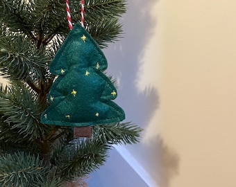 Handmade Felt Christmas Tree Decoration, Embroidered Stars