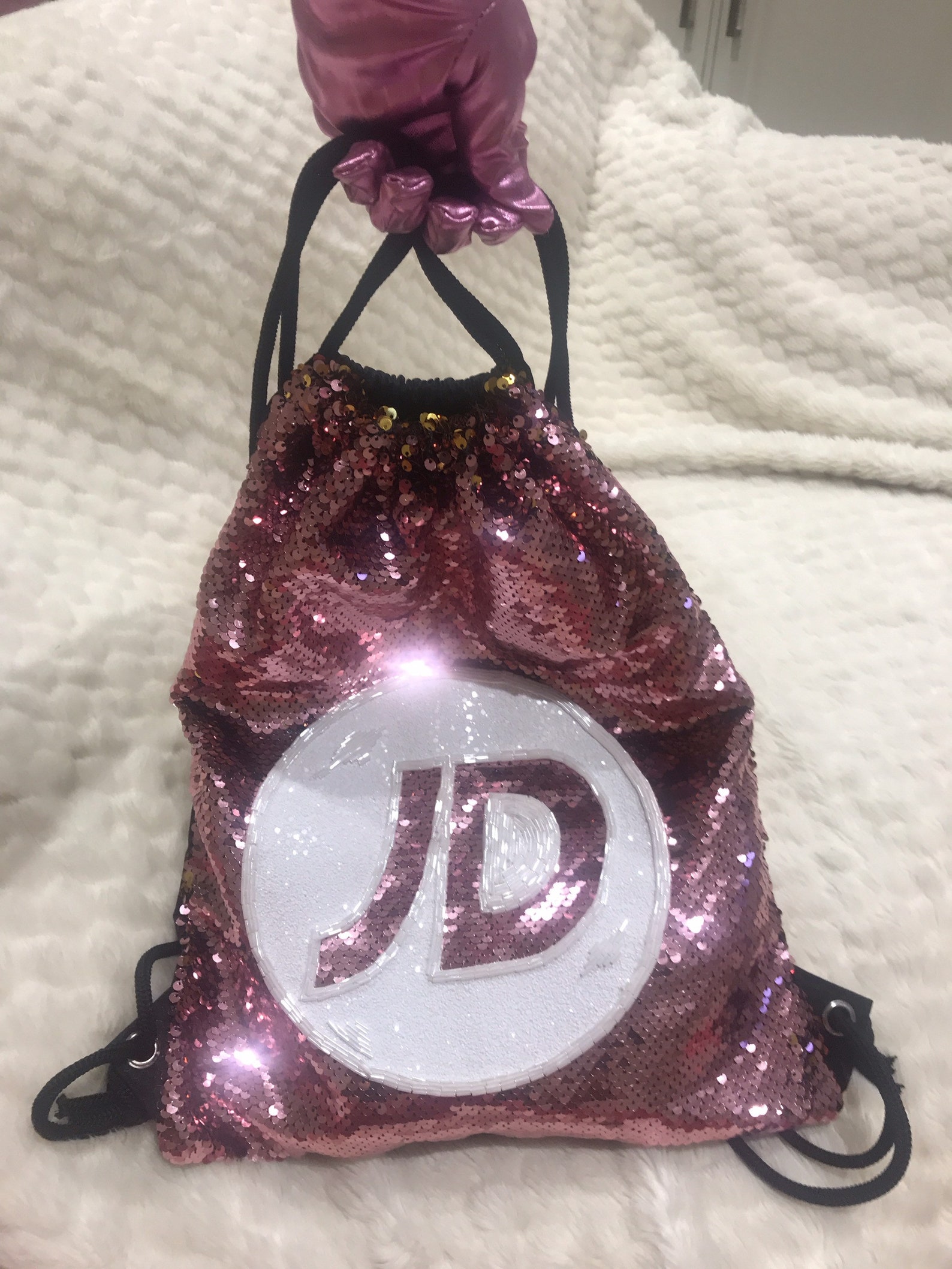 Handbeaded JD Sports Style Drawstring Sequin Bag Etsy