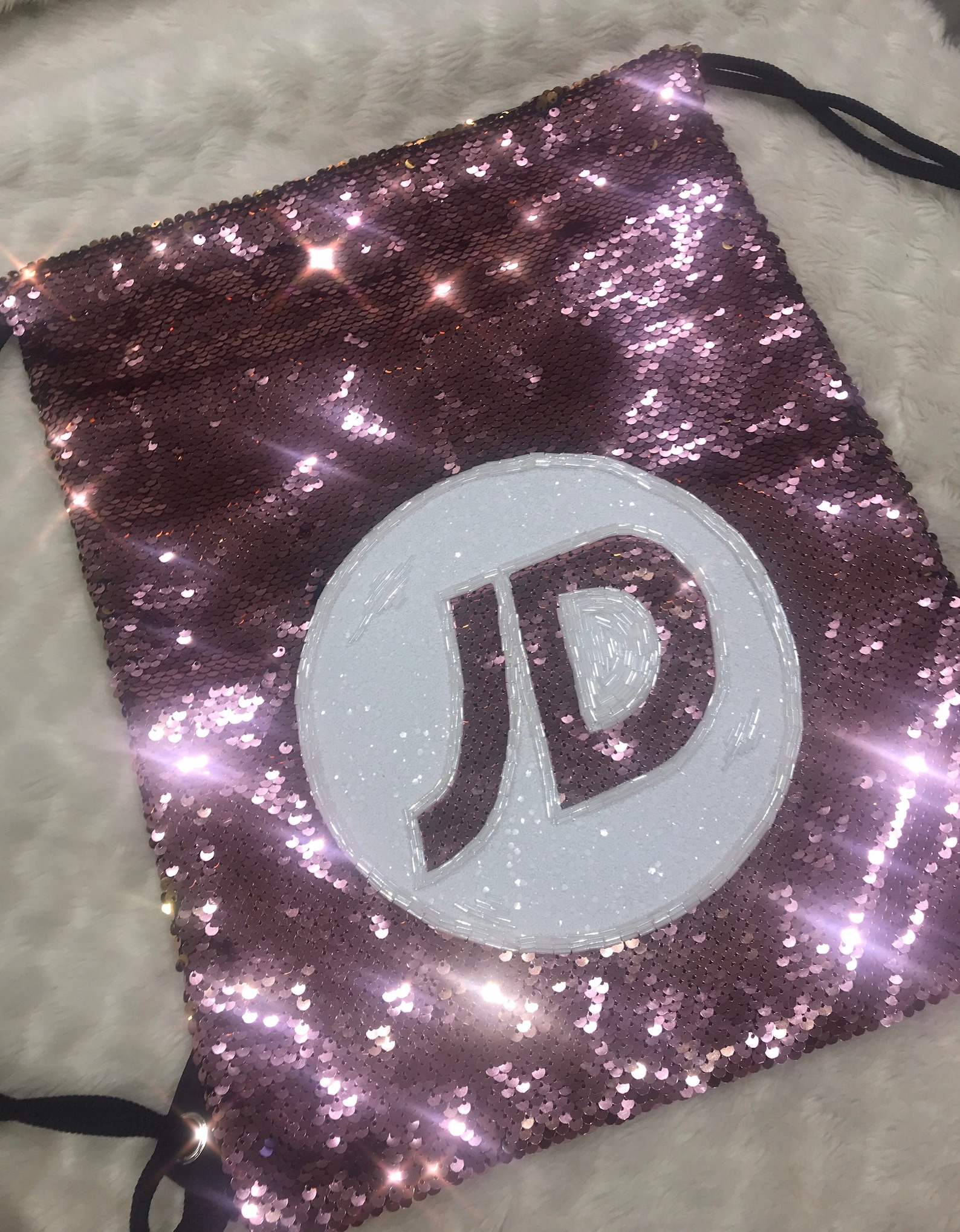 Handbeaded JD Sports Style Drawstring Sequin Bag Etsy