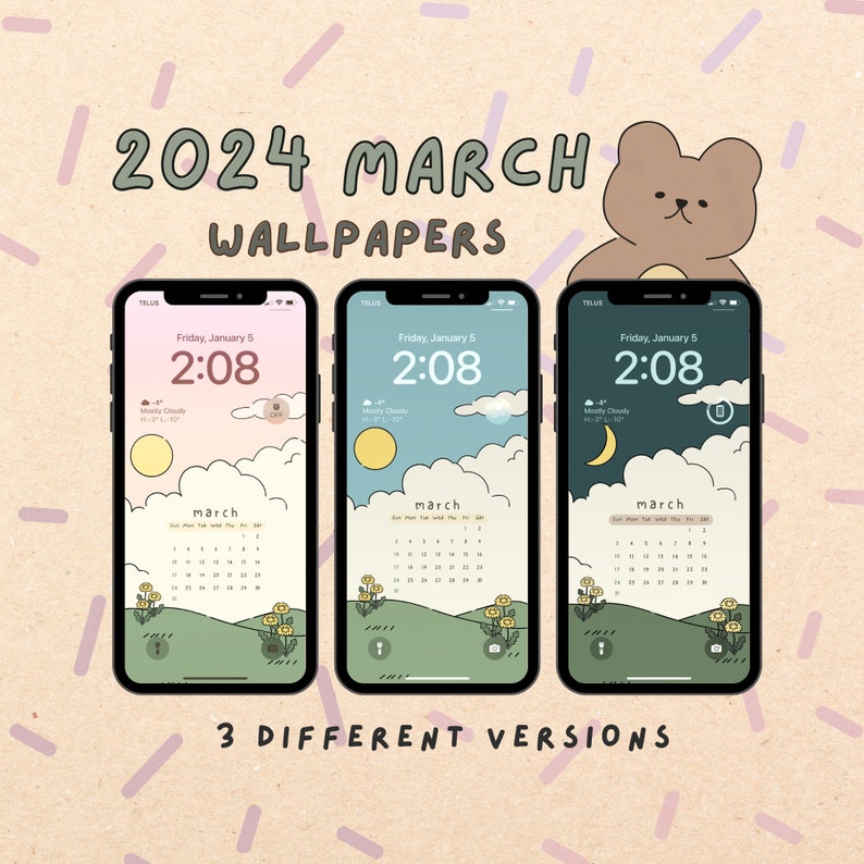 2024 March Calendar iPhone Wallpaper Cute iPhone Wallpaper, Minimal
