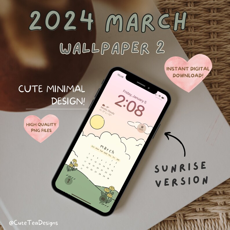 2024 March Calendar iPhone Wallpaper Cute iPhone Wallpaper, Minimal