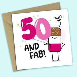 50th Birthday Card - 50 and Fab bild 1