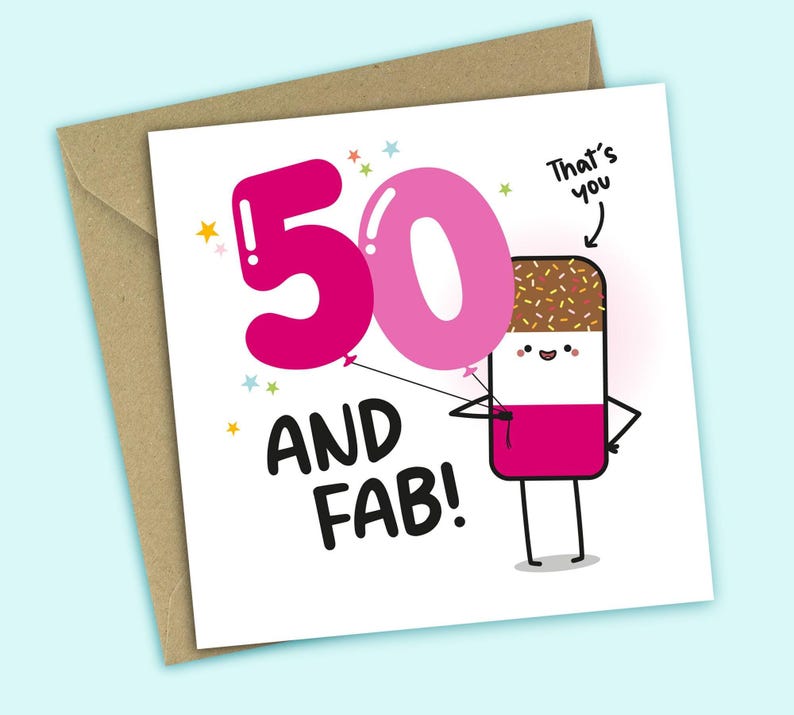 50th Birthday Card - 50 and Fab bild 1