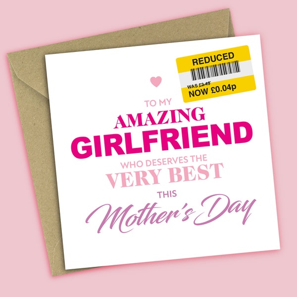 Funny Mother's Day Card - Reduced Sticker, Mother's Day Card For Girlfriend, For Her