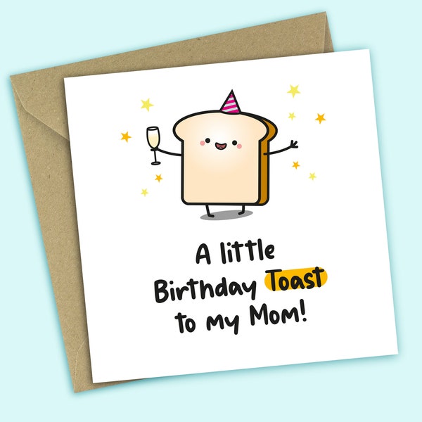 Mom Birthday Card - A Little Birthday Toast To My Mom, Funny Birthday Card, For Mom, For Her