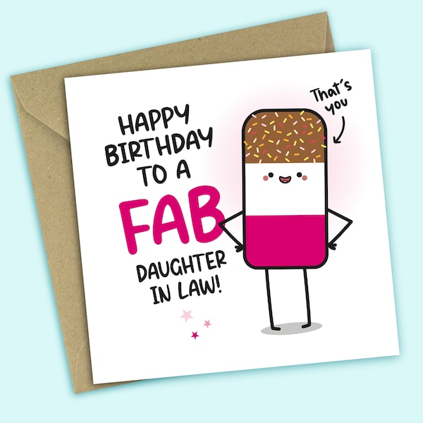 Fab Daughter In Law Birthday Card - Happy Birthday To A Fab Daughter In Law, Funny Birthday Card