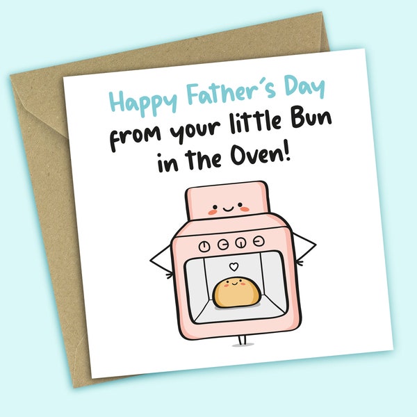 Carte pour la fête des pères - Joyeuse fête des pères avec votre petit chignon au four, carte pour lui