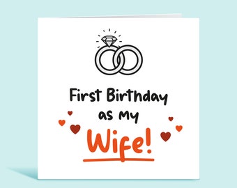 First Birthday As My Wife, Wife Birthday Card, Happy Birthday Wife, Greetings Card For Her