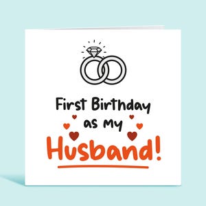 First Birthday As My Husband Card: Anniversary Greetings image 1