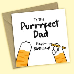 Cat Dad - Happy Birthday From The Cat - Funny Birthday Card For Cat Dad, Card For Him