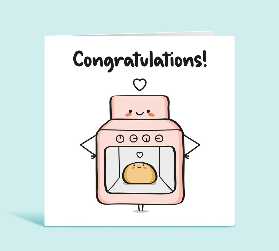 Pregnancy Congratulations Card, Parents to Be Card, Bun in Oven
