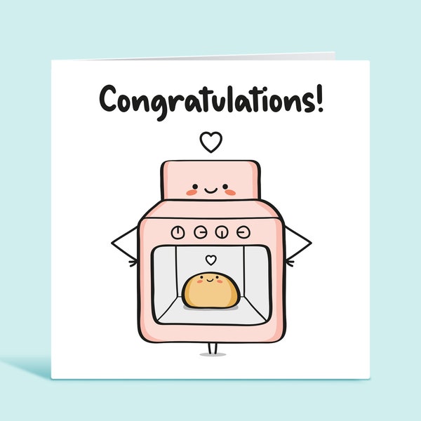 Pregnancy Congratulations Card, Parents To Be Card, Bun In Oven, Expecting a Baby, New Baby News, Soon to be Mum