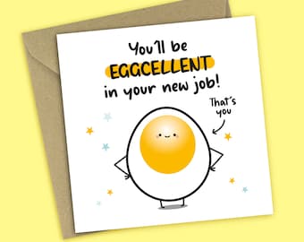 Egg New Job Card, Congratulations Card, Funny Good Luck Card, New Adventure, New Job Card, For Him, For Her