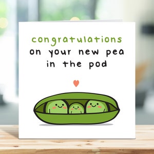 Pregnancy Congratulations Card, Congratulations On Your New Pea In The Pod, New Baby Card, Cute Baby News Card, Mum To Be, New Parents