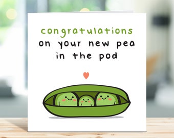 Pregnancy Congratulations Card, Congratulations On Your New Pea In The Pod, New Baby Card, Cute Baby News Card, Mum To Be, New Parents