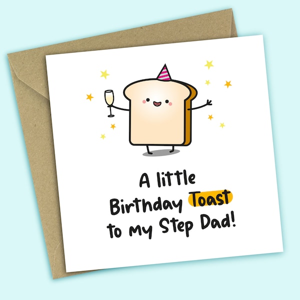 Step Dad Birthday Card - A Little Birthday Toast To My Step Dad, Funny Birthday Card, For Step Dad, For Him