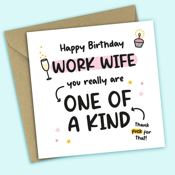 Work Wife Birthday Card - Happy Birthday Work Wife You Really Are One Of A Kind, Funny Birthday Card, For Work Wife, For Her