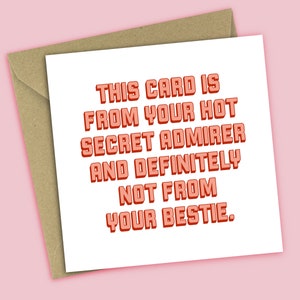 Galentines Card - Your Secret Admirer - Birthday Card, Love Card, For Best Friend, For Him, For Her