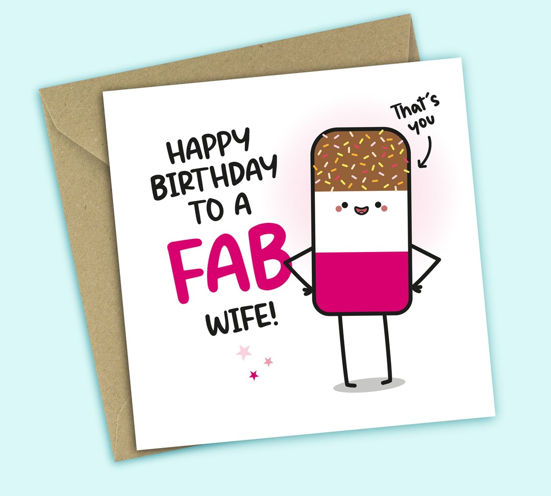 Fab Wife Birthday Card Happy Birthday to A Fab Wife, Funny Birthday