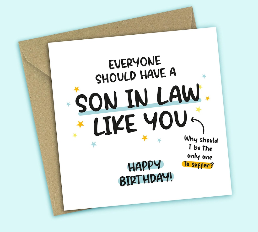 Funny Son in Law Birthday Card: Novelty Gift - Etsy