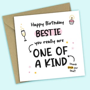 Bestie Birthday Card - Happy Birthday Bestie You Really Are One Of A Kind, Funny Birthday Card, For Bestie, For Her, For Him