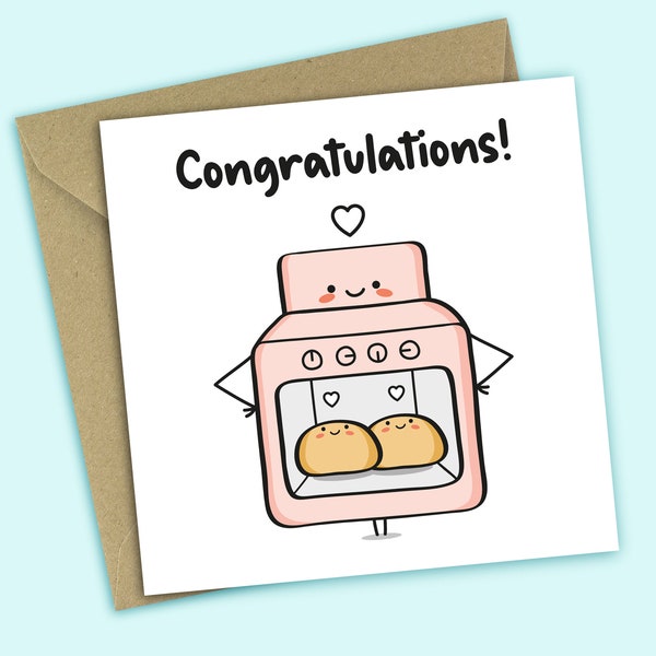 Twin Pregnancy Congratulations Card - Twin Buns In The Oven