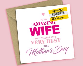 Funny Mother's Day Card - Reduced Sticker, Mother's Day Card For Wife, For Her