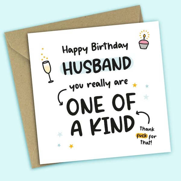 Husband Birthday Card - Happy Birthday Husband You Really Are One Of A Kind, Funny Birthday Card, For Husband, For Him