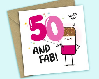 50th Birthday Card - 50 and Fab