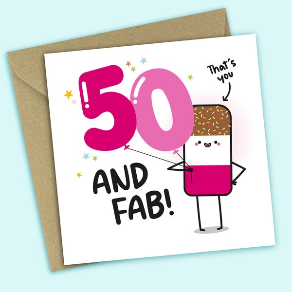 50th Birthday Card - 50 and Fab