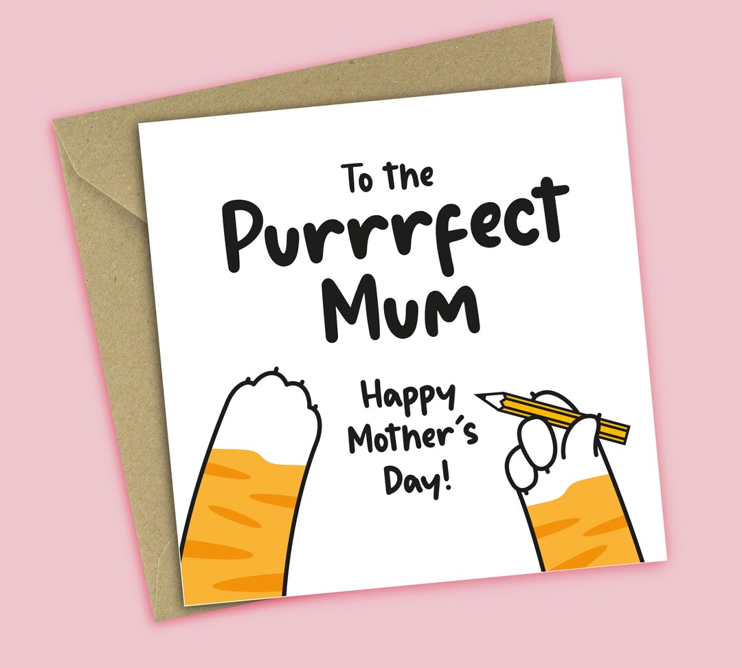 Mother's Day Card for Cat Mum Happy Mother's Day From the Cat Funny ...