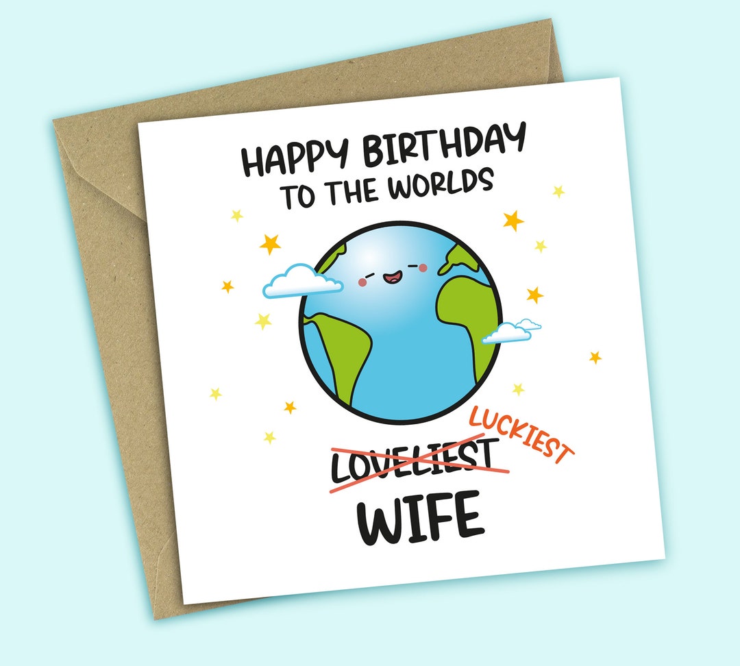 Worlds Luckiest Wife Funny Birthday Card for Wife Etsy