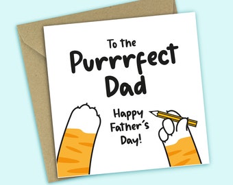 Father's Day Card For Cat Dad - Happy Father's Day From The Cat, Funny Card For Cat Dad, Card For Him