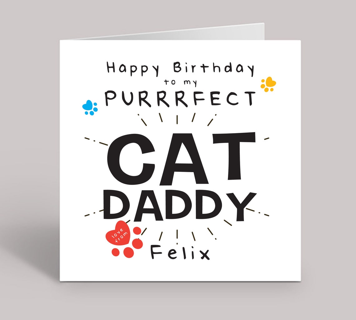 Cat Dad Card Happy Birthday to My Purrrfect Cat Dad Funny - Etsy UK