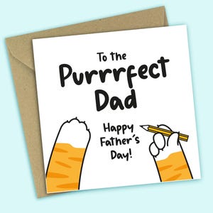 Father's Day Card For Cat Dad - Happy Father's Day From The Cat, Funny Card For Cat Dad, Card For Him