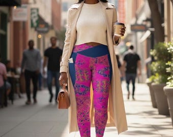 Afro luxury UPF 50+ Leggings | High-Waist Compression Yoga Tights with Pockets | Exclusive Unity Print