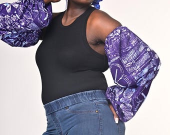 Purple Beauty Print Detachable Sleeves