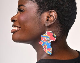 Geo Print Africa Shape Earrings