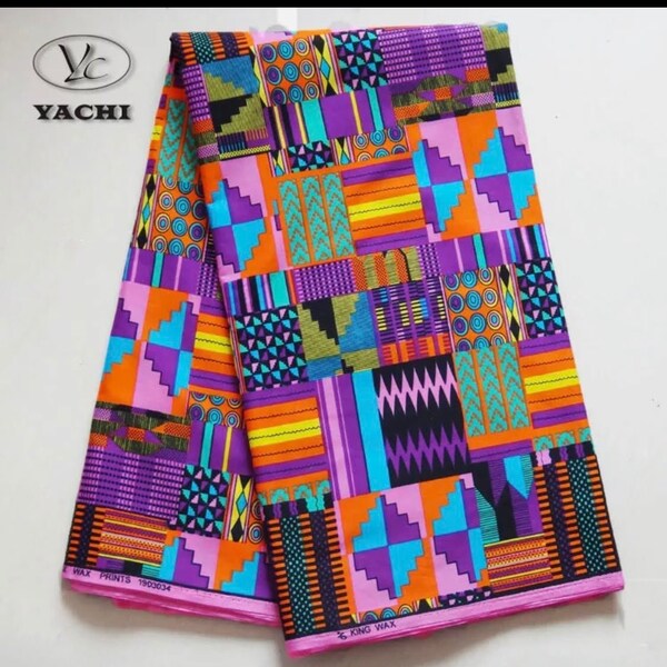 Purple African print Ankara fabric by the yard . One, three and 6 yards option