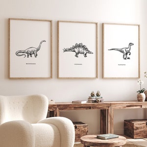 Set of 3 Dinosaur Prints, Dinosaur Decor, Dinosaur Wall Art, Dinosaur Printable, Playroom Decor, Boys Room Wall Art, Dinosaur Wall Art Decor